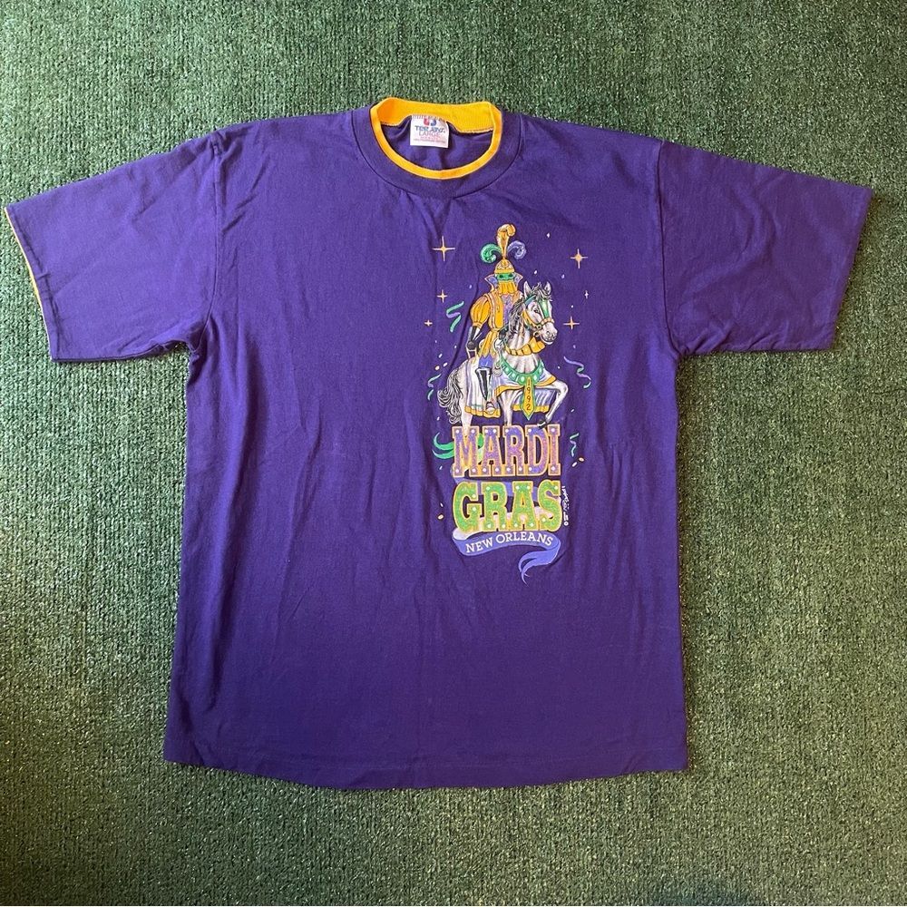 Vintage Single Stitch Double Neck Mardi Gras New Orleans Tee Shirt Large